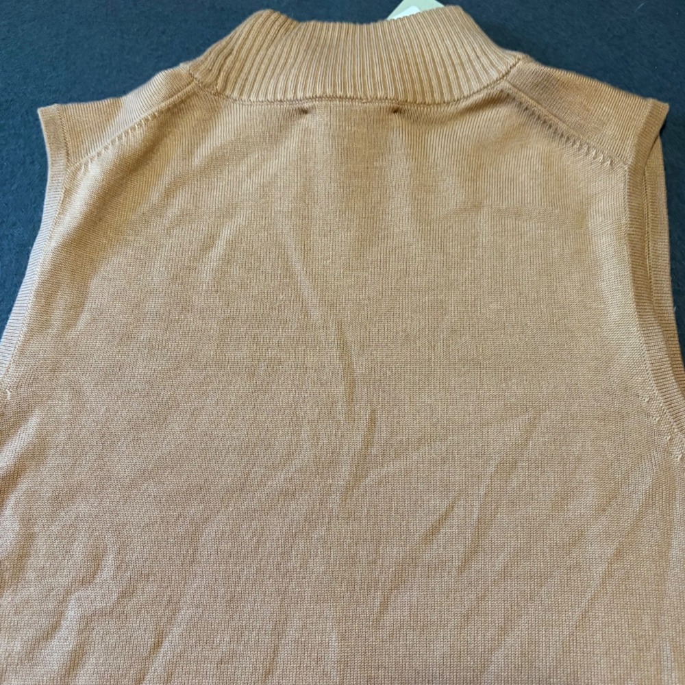 NWT Joan Vass Mock Neck Shell Sweater Womens XL Camel Tan Core Layer Casual - Picture 8 of 8